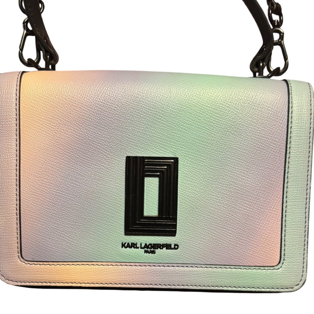 Rare Karl Lagerfeld Simone Pastel Ombre Blue Pink Purple Crossbody Bag NWOT